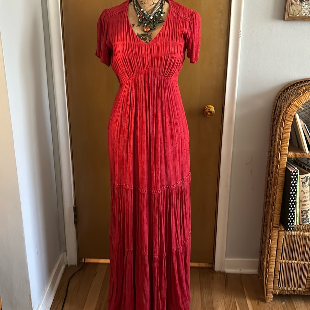 Red boho dress